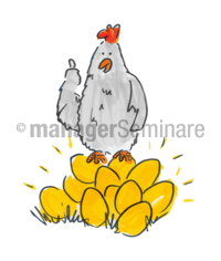 Zeichnung Huhn mit goldenen Eiern