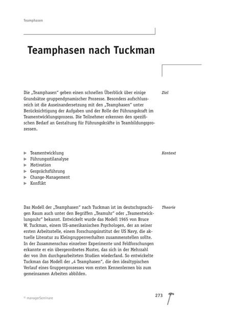 Tool  Team-Modell: Teamphasen nach Tuckman
