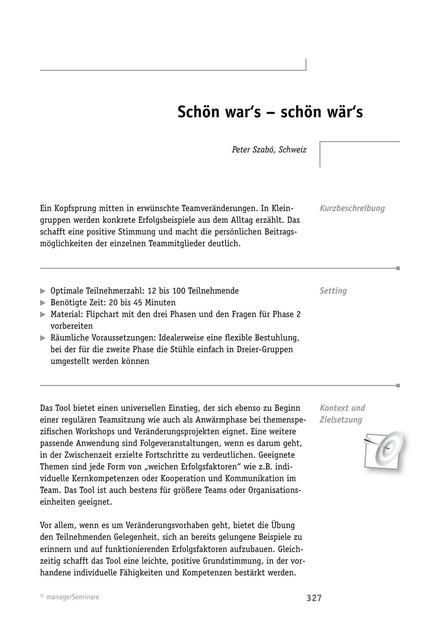 Solution-Tool: Schön war's - schön wär's