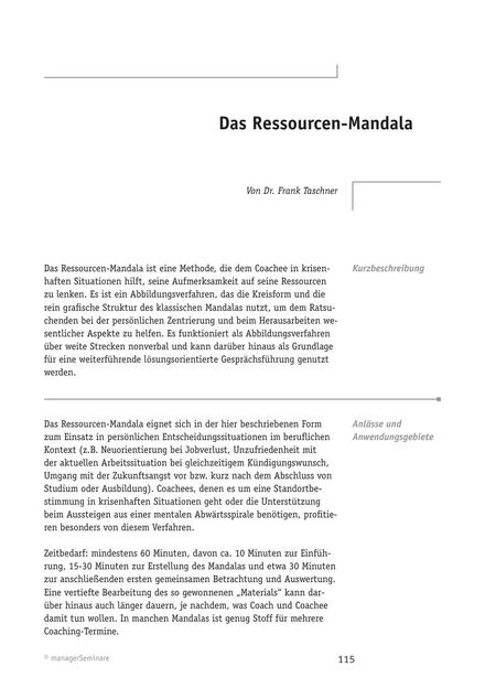 Tool  Coaching-Tool: Das Ressourcen-Mandala