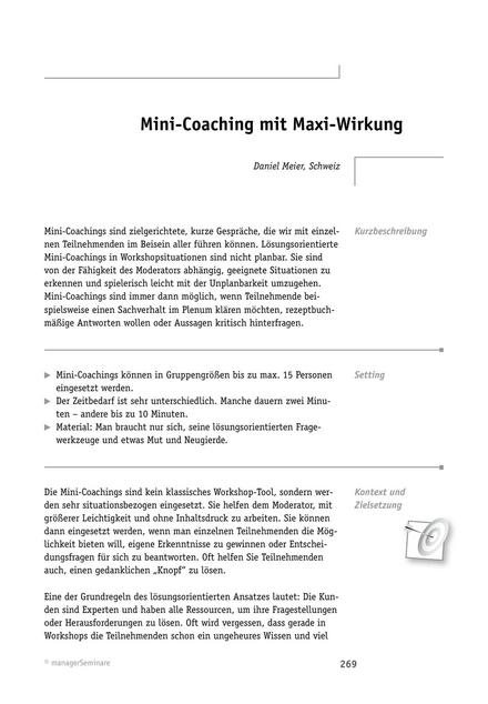 Tool  Solution-Tool: Mini-Coaching mit Maxi-Wirkung