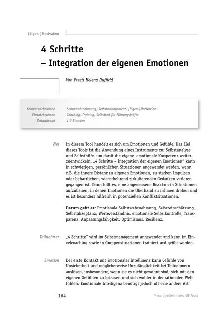 EQ-Tool: Vier Schritte - Integration der eigenen Emotionen