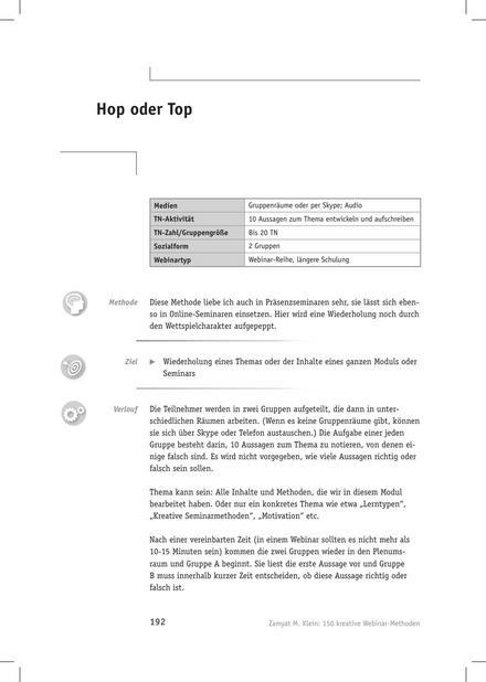 Webinar-Methode: Hop oder Top
