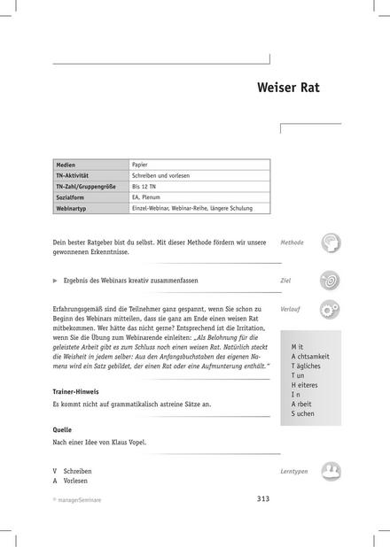 Webinar-Methode: Weiser Rat
