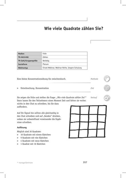 zum Tool: Webinar-Methode: Wie viele Quadrate zählen Sie?