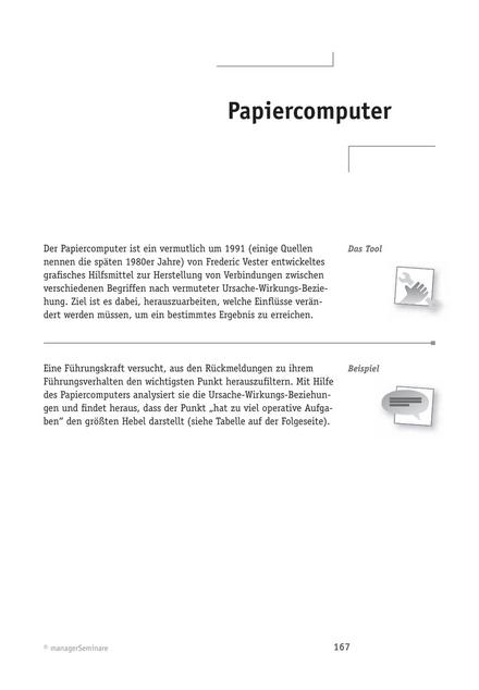 Tool  Problemlösungs-Tool: Papiercomputer