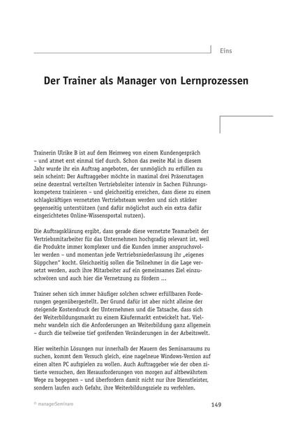 Tool  Lerntransfer: Der Trainer als Manager von Lernprozessen